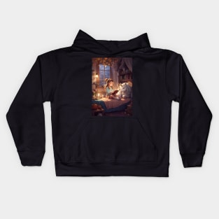 Cozy Reads in a Magical World Kids Hoodie